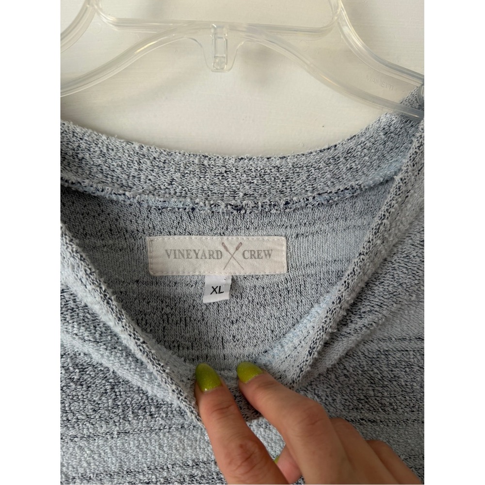 Vineyard Crew Textured Striped Crewneck Sweater Light Blue Gray Cotton Blend XL - Picture 9 of 11